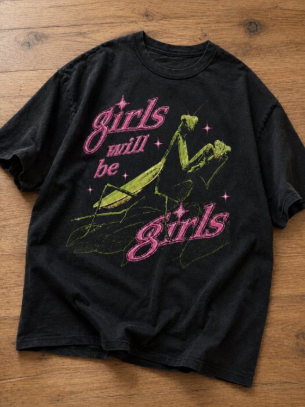 Y2K-inspired Girls Will Be Girls Mantis Goth Baby Tee Y2K Grunge